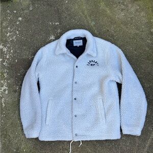 Carhartt WIP Arch Coach Jacket Sherpa Fleece Cream Mens Small Streetwear Jacket